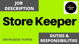 Store Keeper Job Description  Store Keeper Duties and Responsibilities  Store Keeper Resume [upl. by Mathis]