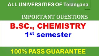 IMPORTANT QUESTION B SC CHEMISTRY 1 ST SEMESTER TELANGANA UNIVERSITIES  HSR BIOINFO [upl. by Arit]