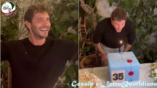 Stefano De Martino festeggia 35 anni con una torta a forma di pacco VIDEO [upl. by Brendon]