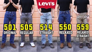 COMPLETE Guide To Levis Straight Fit Jeans  501 505 514 550 559 Comparison  Review [upl. by Nolram527]