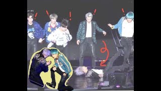 Sudden Change in DNA Dance Jimin falls amp Jin takes his shoes off [upl. by Arakawa]