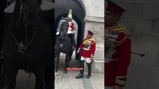 Corporal of Horse checks on duty mounted King’s Guard [upl. by Acenes]