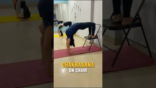 चक्रासन  Chakrasana With Chair  Backbending With Chair  Yoga Practice [upl. by Jeunesse485]