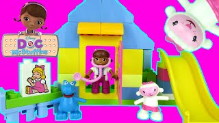 Disney Junior Doc Mcstuffins Backyard Clinic Playset Toy Review Unboxing Lego Duplo [upl. by Anoynek866]