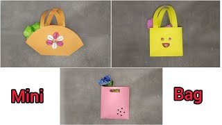 Mini bag making with paper 🛍️ 3 different paper bags  DIY paper Bag How to make paper bagsCraft [upl. by Dickenson]