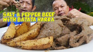 SALT amp PEPPER BEEF WITH BATATA HARRA [upl. by Marabelle364]