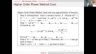 Guoyin Li Convergence Rate Analysis for the Higher Order Power Method in BestRank One Approximation [upl. by Nomzed]