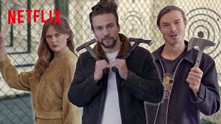 Vikings Valhalla Stars Go AxeThrowing  Netflix [upl. by Siravat]