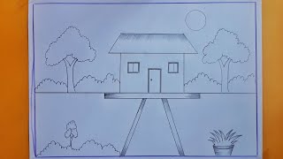 Koushole Drisso aka shikhun 🌳🏠 Learn to draw scenes with technique [upl. by Eirolav]