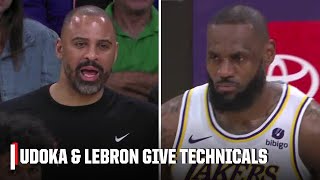 Ime Udoka EJECTED LeBron James given technical amp words exchanged between Lakers vs Rockets 👀 [upl. by Aihsena]