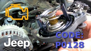 Jeep Wrangler Coolant Thermostat replacement Code P0128 [upl. by Reider880]