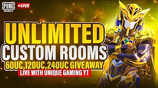 Pubg live custom rooms  Pubg mobile unlimited custom rooms  Pubg custom uc giveaway [upl. by Patnode]