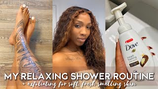 MY RELAXING SHOWER amp BODY CARE ROUTINE  SOFT SKIN SELF CARE  FEMININE HYGIENE  Janika Bates [upl. by Asial850]