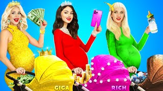 Rich vs Broke vs Giga Rich Pregnant  Positive Pregnancy amp Funny Situations by RATATA [upl. by Halas]