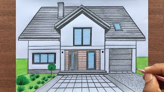 How to Draw a House using OnePoint Perspective Step by Step for Beginners [upl. by Miah]