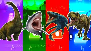 🦕JurassicWorld Dinosaurus🆚The Megalodon🆚The Mosasaurus🆚The Tyranosaurus CoffinDance TilesHopSegmen [upl. by Kinsman]