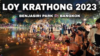 4K THAILAND 🇹🇭 Loy Krathong Festival 2023 in Bangkok  Benjasiri Park [upl. by Gherardo961]