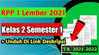 RPP 1 Lembar Kelas 2 Semester 1  Full Daring Luring Kurikulum 2022 [upl. by Buhler]