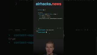 StringcontentEquals over Stringequals java shorts coding airhacks [upl. by Rica]