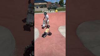 Toddler rides skatepark bmx toddlers fypシ゚ viralshort skatepark bowl skateboarding fun [upl. by Nelleh793]