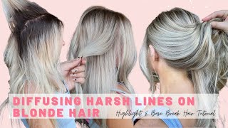 Breaking Up Harsh Lines Hair Tutorial with Highlights amp Base Break on Blonde Hair EASY TECHNIQUE [upl. by Katherin585]