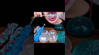 ASMR CLEARampBLUE FOOD EDIBLE SLIME JELLY NOODLE SILVER JELLO ROCK CANDY shorts mukbang asmr [upl. by Eselahs325]