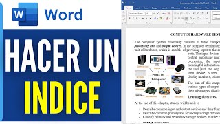 Como Hacer Un Indice En Word 2024 [upl. by Krever]