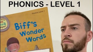 ‘Biff’s Wonder Words’ read aloud in British English Level 1 Phonics EASY 🗣️🇬🇧 [upl. by Eadie]