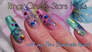 Rings Circles and Stars with my Non Dominate Hand  Saviland Builder Gel Nails [upl. by Garmaise]