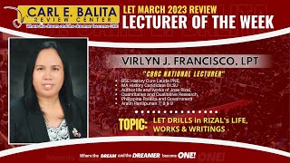 LET DRILLS in RIZAL’S LIFE WORKS amp WRITINGS By Bb Virlyn Francisco LPT BSE History Cum Laude [upl. by Dupin]