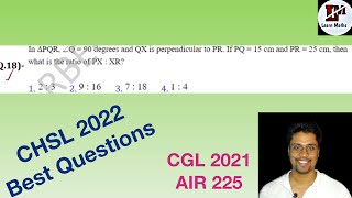 In ∆PQR Q90 degrees and QX is perpendicular to PRIf PQ15cm and PR25 cm then what is the ratio [upl. by Fariss924]