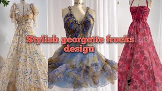 Stylish georgette frocks stitching design  girlish frock design for women😍 [upl. by Rosalind]