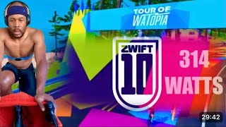 Zwift  Tour of WatopiaStage 4 AVG 314W [upl. by Eilyr]