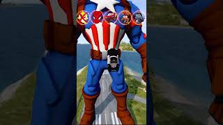 Crazy Cars vs Giant Captain America SpiderMan amp McQueen Jump  BeamNGdrive [upl. by Yerffoeg328]