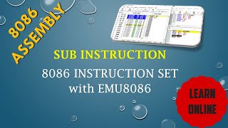 SUB Instruction 8086 instruction set with emu80868bit 16bit subtraction example in 8086assembly [upl. by Aratnahs]