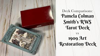 Deck Comparisons Pamela Colman Smiths RWS Tarot Deck vs 1909 Art Restoration Deck [upl. by Estus153]