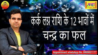 कर्क लग्न के 12 भावों में चन्द्र का फल  MOON AT 12 DIFFERENT HOUSES IN CANCER ASCENDANT [upl. by Aihsenot]