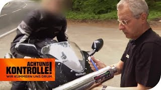 Verbotener Auspuff Motorrad doppelt so laut wie erlaubt  Achtung Kontrolle  kabel eins [upl. by Chappy]