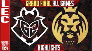 G2 vs MDK Highlights ALL GAMES  GRAND FINAL LEC Winter 2024 Playoffs  G2 Esports vs Mad Lions KOI [upl. by Adlemi459]