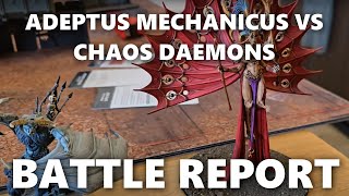 ADEPTUS MECHANICUS VS CHAOS DAEMONS WARHAMMER 40K BATTLE REPORT [upl. by Parrish]