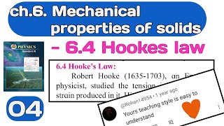 ch 6 Mechanical properties of solid 04 class 11 Maharashtra board physics Hookes law [upl. by Mihsah863]