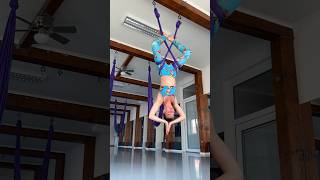 Ay Fly🩵  Advanced twist and spin combination with aerial silks aerialyoga trend viral yoga [upl. by Inalaehak287]