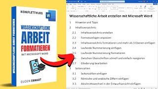 WORD Wissenschaftliche Arbeit formatieren  Komplettkurs Inhaltsverzeichnis Seitenzahlen etc [upl. by Ambrosi127]