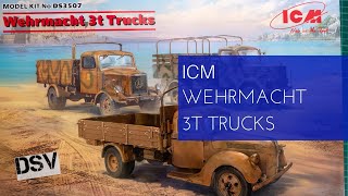 ICM 135 Wehrmacht 3t Trucks DS3507 Review [upl. by Tnayrb]