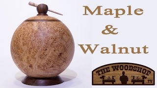 Woodturning Maple Burl and Walnut Lidded Box  Carl Jacobson [upl. by Yhtorod781]