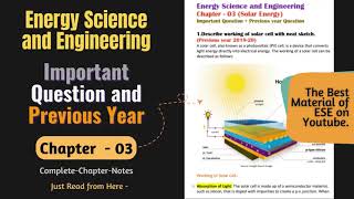 Solar Energy  chapter 03  Important and Previous Year Question  Energy Science and Engineering [upl. by Fenton515]