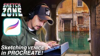 SKETCH ZONE Sketching VENICE Canals in PROCREATE  EPIC Tech FAIL [upl. by Bean]