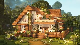 Minecraft 🌲✨ Aesthetic Cottagecore House Tutorial  Cottage  Mizunos 16 Craft Resource Pack [upl. by Allin]