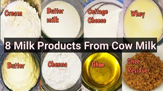 8 Milk Products From Cow Milk  How to make 8 Different Milk Products Using of Cow Milk [upl. by Strepphon]