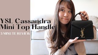 QUICK REVIEW  YSL Cassandra Mini Top Handle Bag   Try on  Is it worth it [upl. by Aicirt204]